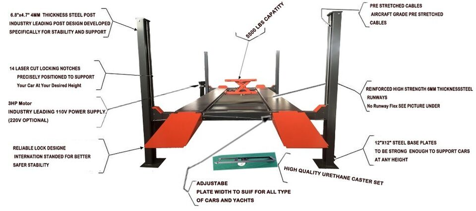 KATOOL KT-4H110 11000 lbs Four Post Parking Lift