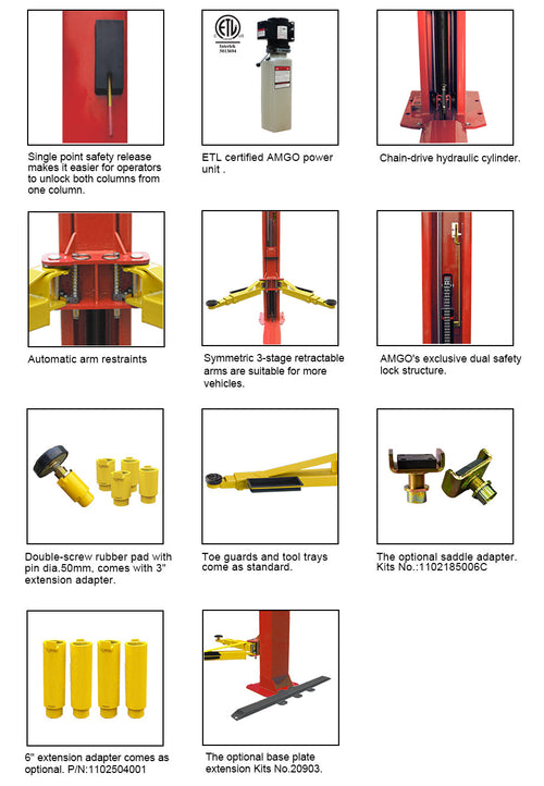 AMGO BP-10 10,000lb Two Post Lift