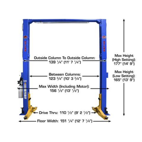 Atlas PVL12 12K Overhead Two Post Lift - ALI Certified
