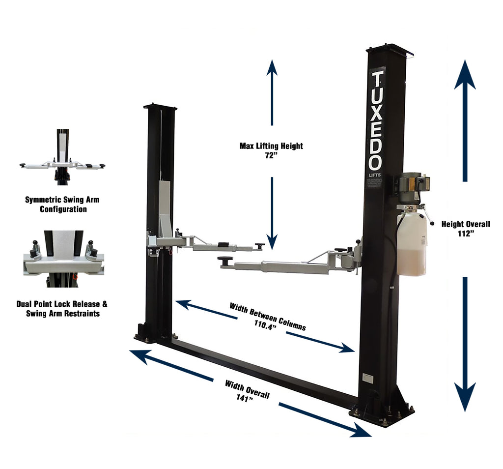 Tuxedo TP9KF-TUX 9,000lb Two Post Lift