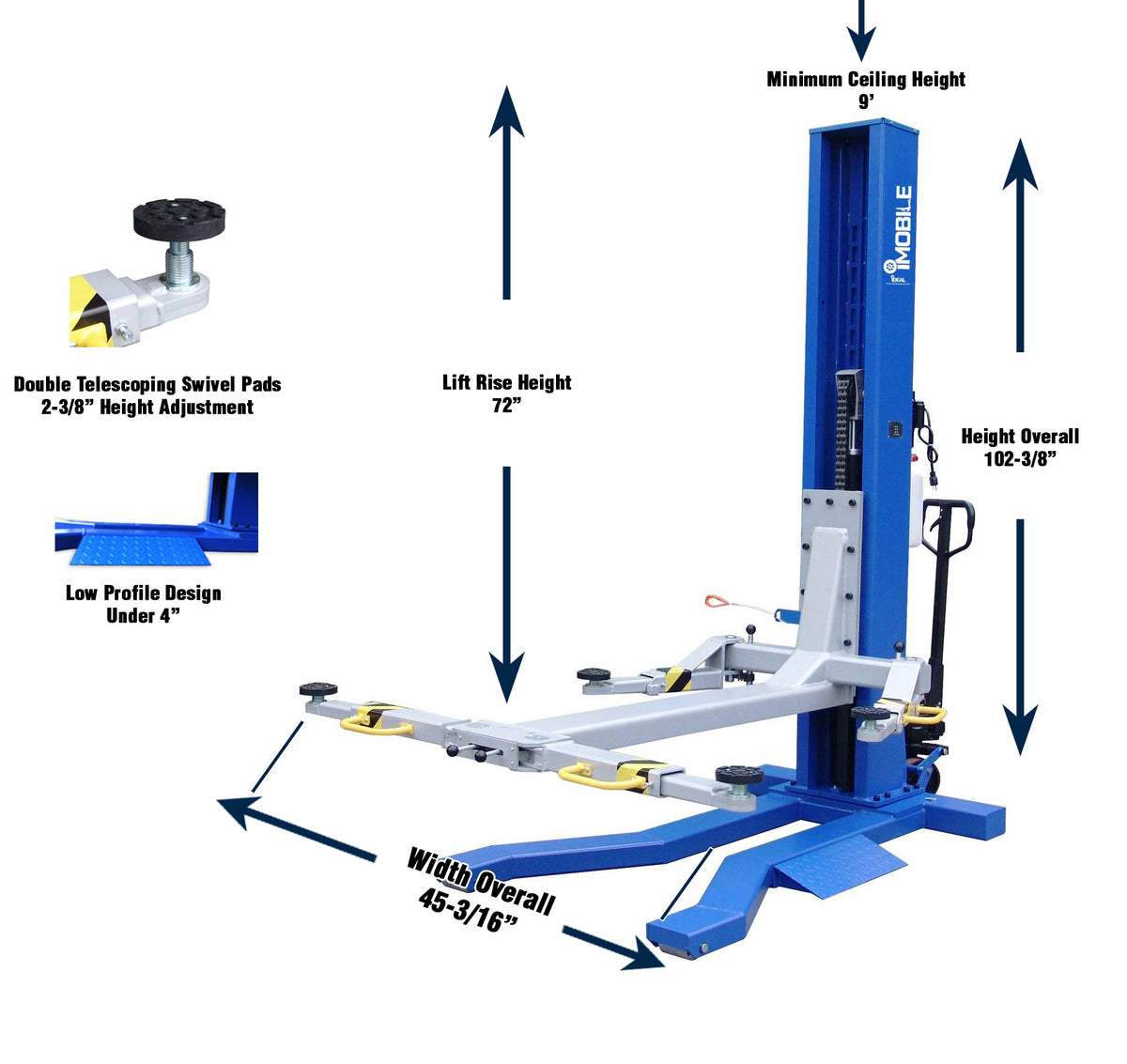 iDEAL MSC-6KLP 6,000lb Mobile Column Portable Lift